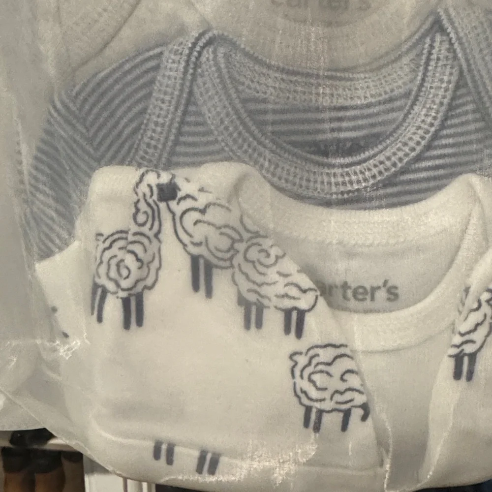 Carter's Cream and Gray Garment Bag
